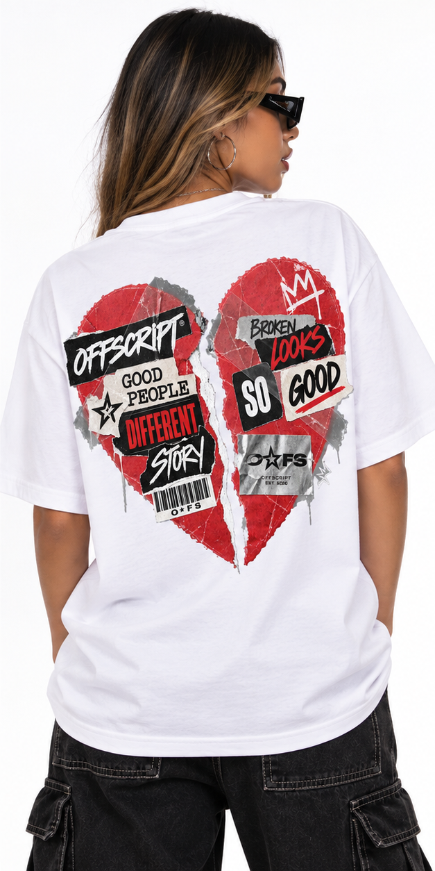 OFFSCRIPT Broken Hearts Oversized Tee