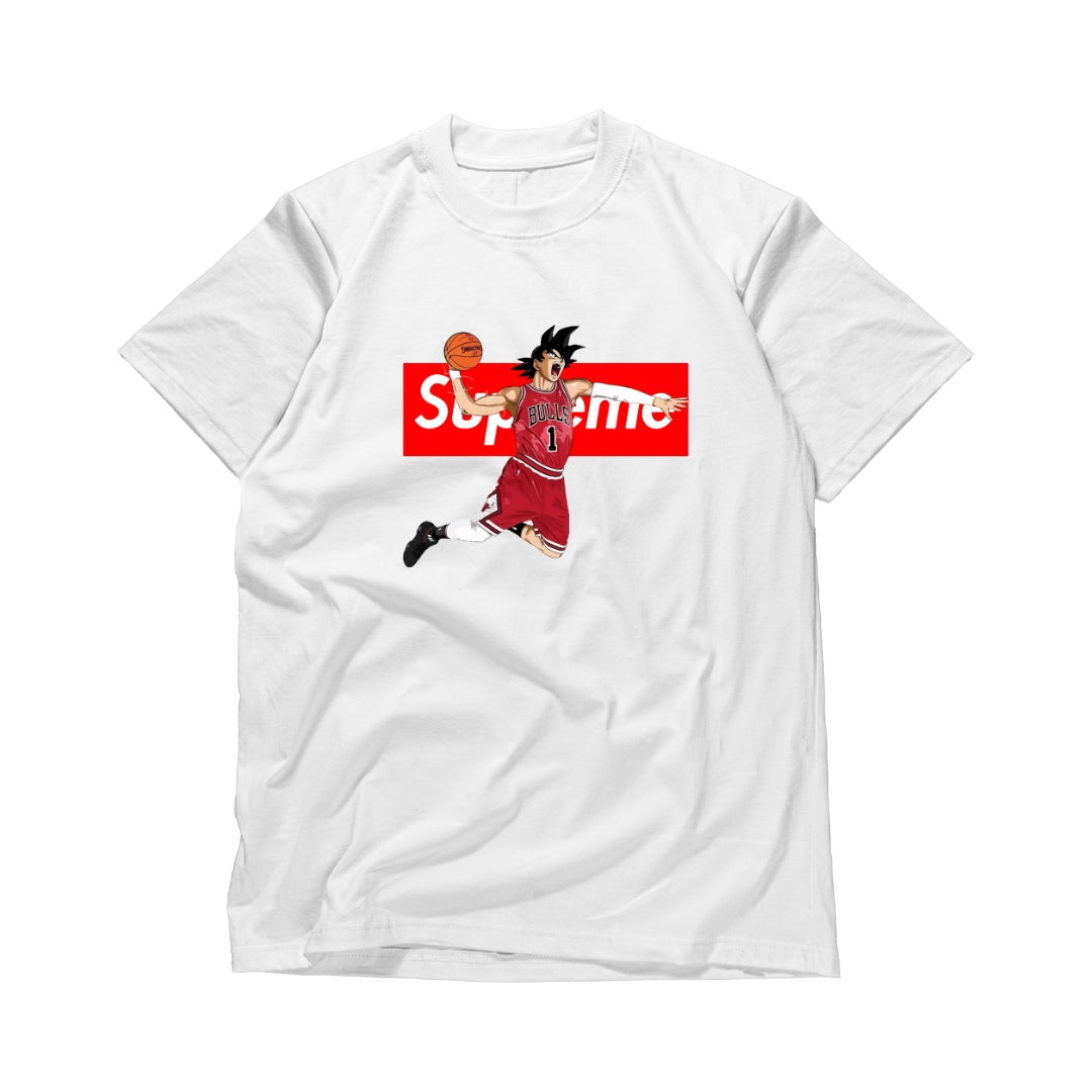 Supreme-Inspired Anime Basketball Graphic T-Shirt
