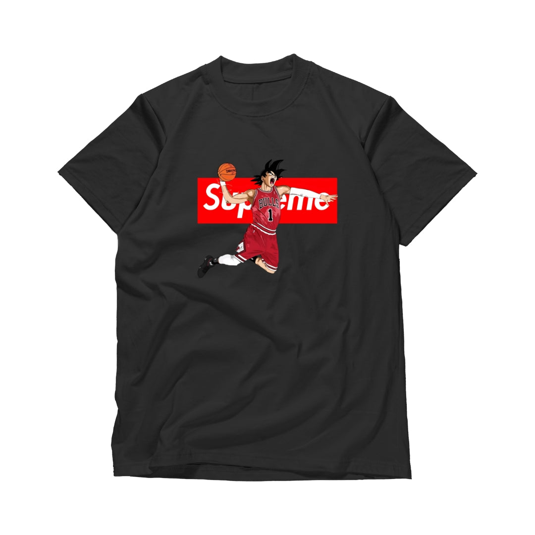 Supreme-Inspired Anime Basketball Graphic T-Shirt